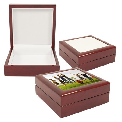 Jewelry Box w/ Sublimation Photo Tile Lid - Ebony Black (4"x4")