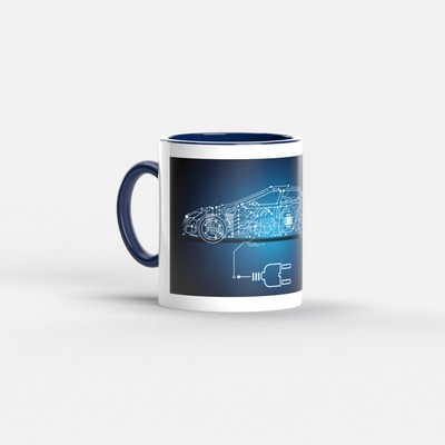 11 Oz. Full Color Two Tone Mug (Dark Blue Handle & Interior)