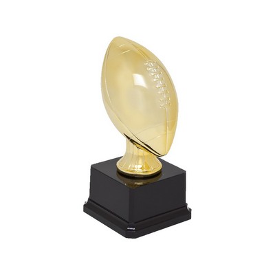 Silver Small Football Sport Ball Resin Trophy w/3.75" x 2.125" Black Base