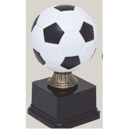 Painted Small Soccer Sport Ball Resin Trophy w/3.75" x 2.125" Black Base