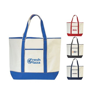 Color Trim Cotton Canvas Boat Tote Bag