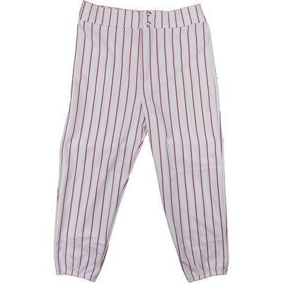 Girl's 14 Oz. Warp Knit Pinstripe Softball Pant w/Elastic & Snap