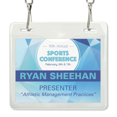 Horizontal Event-Size Clear Vinyl Badge Holders with 2 Slots, 4" x 3"