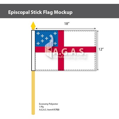 Episcopal Stick Flags 12x18 inch