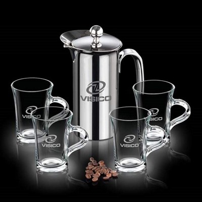 French Coffee Press & 4 Selkirk Mugs