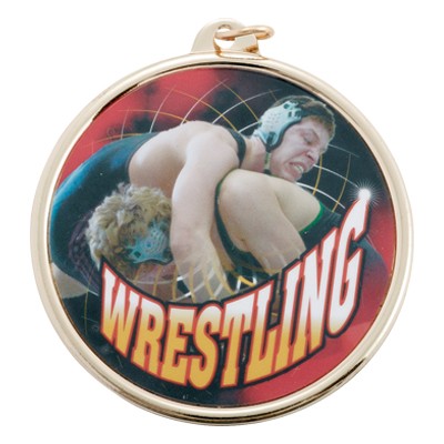 2¼" TM Series Sport Medal w/Wrestling Mylar Insert