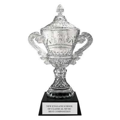 Devon Optical Crystal Trophy Cup w/ Attached Base (15-1/4" h)