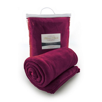 Micro Plush Coral Fleece Blanket - Burgundy Red (Overseas)