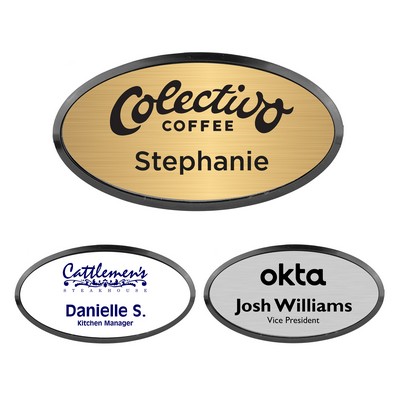 Engraved Oval Name Badge with Frame