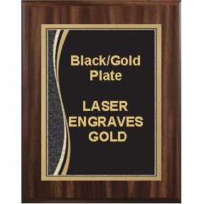 Walnut Plaque 9" x 12" - Black/Gold Patina Marble 7" x 10" Plate