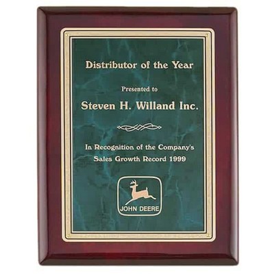 Rosewood & Emerald Piano Finish Plaque with Marble Design Brass Plate (10.5" x 13")