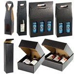 Nero Matte Linen Italian Wine Bottle Carrier Box w/Die-Cut Handle