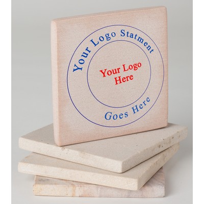 Natural Beige Sandstone Square Coasters (Set of 4)