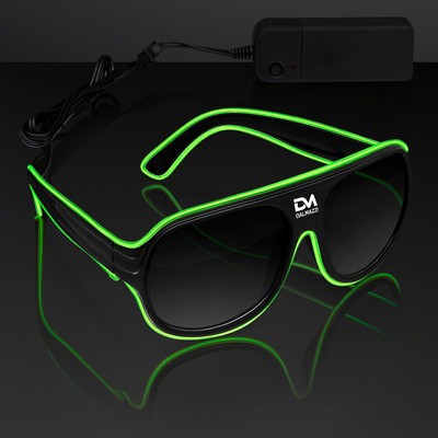 Green "Neon Look" Aviator EL Shades - Domestic Print