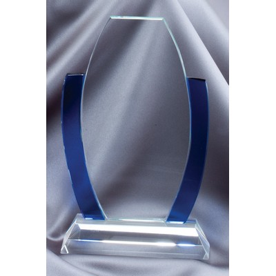 Cadenza Blue Accented Oval Glass Award - 10'' H