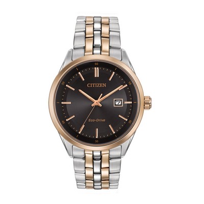 Citizen Men's Corso Eco-Drive Watch, Rose Gold two-tone stainless steel with Black Dial