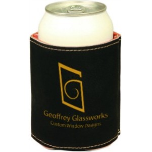 3.75" Leatherette Black/Gold Beverage Holder