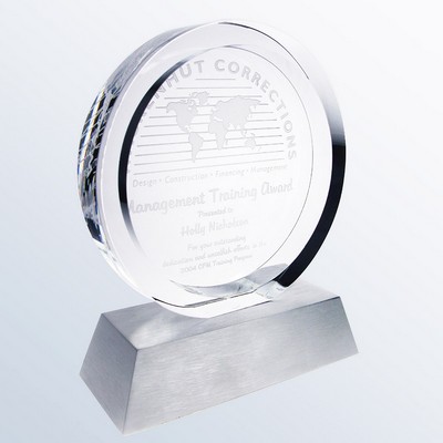 Circular Achievement Award on Aluminum Base, 6"x7-1/4"H