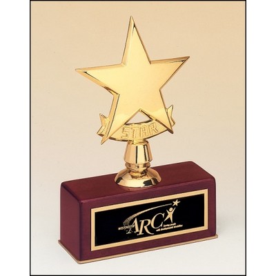 Metal Goldtone Star Award w/Rosewood Base