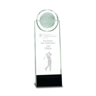 9 1/2" Clear/Black Crystal Standup with 3D Golfer