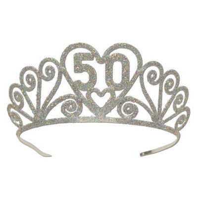 Glittered Metal "50" Tiara