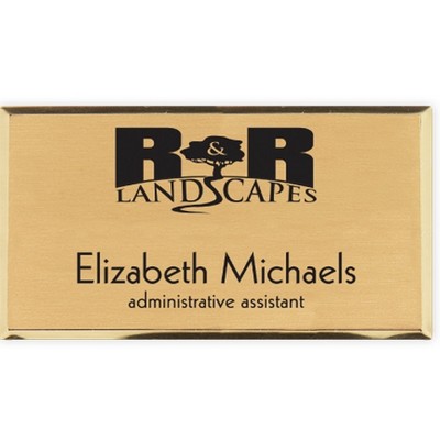 Engraved Metallic Name Badge - Black, 3" x 1"