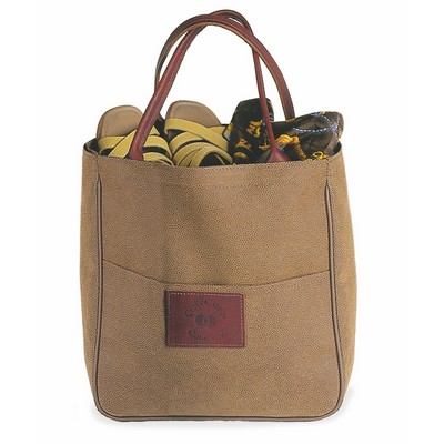 Weekend Tote Bag w/Leather Handles (600D V/B Polyester)