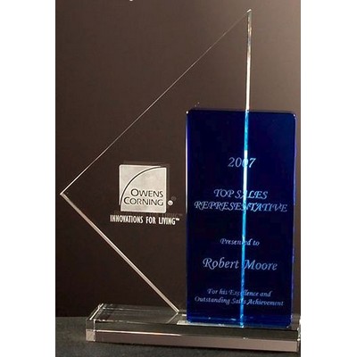 Color Crystal Sailboat Award w/Blue Crystal