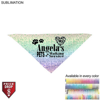 Medium Dog Bandana, 19x19x27, Stitched Edges, Sublimated Edge to Edge (Decorated in Canada)