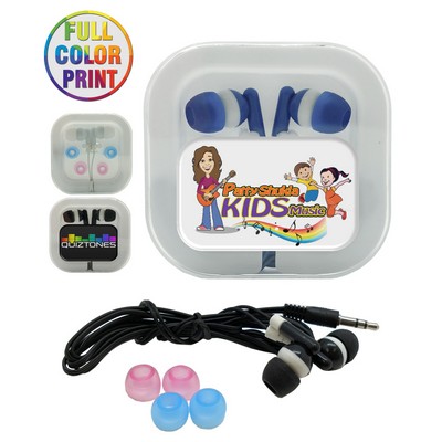 Earphones with Case & Interchangeable Earbud - Full Color