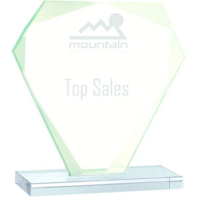 5 1/2" Cut Diamond Jade Glass Award