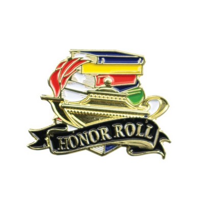 Bright Gold Educational Honor Roll Lapel Pin (1-1/8")