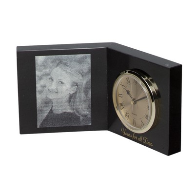 Jet Black Open Book Marble Clock