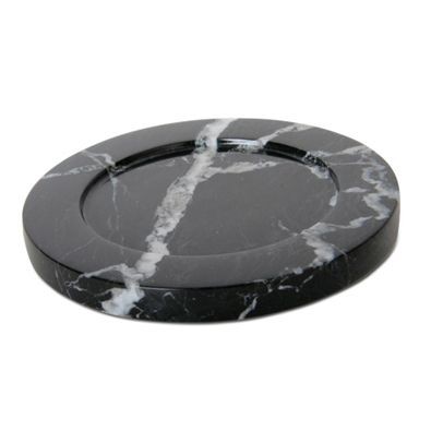 Round Black Zebra Marble Coaster