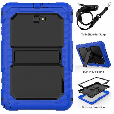 Kidder Galaxy Tab A 10.1 Hybrid Heavy Duty Case with Strap Stand (Blue)