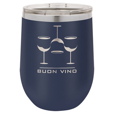 12 Oz. Stainless Steel Wine Tumbler - Navy Blue