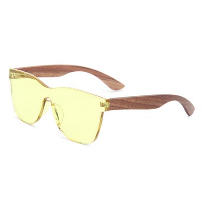 Walnut Wood Sunglasses - Yellow Lenses