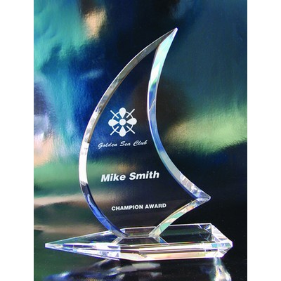 Sailboat Award optical crystal award/trophy.10.25"H