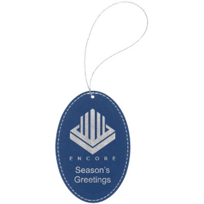 Blue/Silver Leatherette Oval Ornament