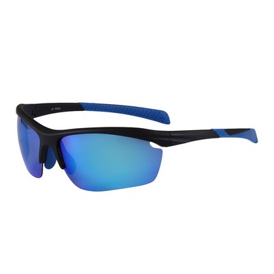 Sunglasses - Blue Mirror Lenses - Black and Blue Frames