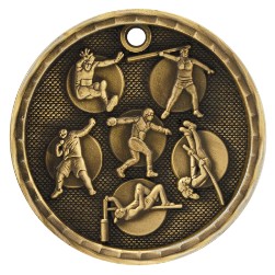 2" Antique Finish 3D Track and Field Medal