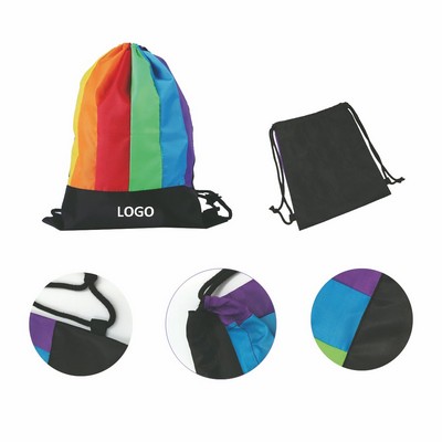 Rainbow Polyester Drawstring Backpack