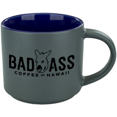 16 Oz. Norwich Mug (Matte Gray/dark blue)