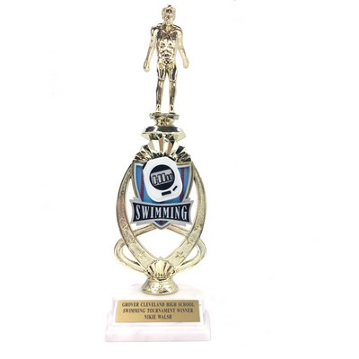 13" Male Swim Trophy Riser w/Figure on Marble Base