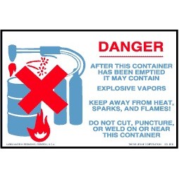 Danger, Explosive Vapors Labels - 4" x 6"