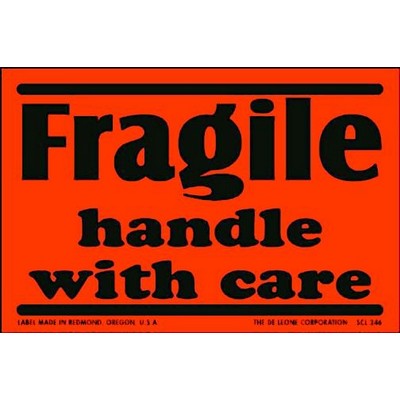 Fragile Handle With Care Matte Paper Labels - 2" x 3"