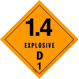 1.4 Explosive D1 HazMat Paper Labels - 4" x 4"