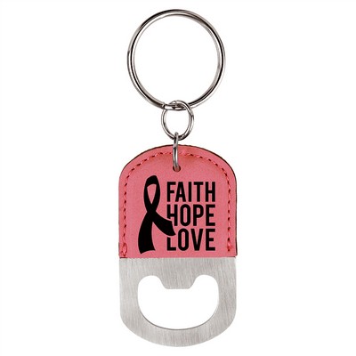 Pink Leatherette Oval Bottle Opener Keychain – Laserable