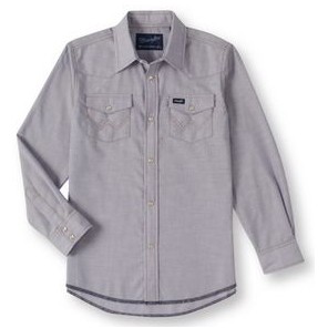 Wrangler® Boys' Blue Chambray Cowboy Cut® Work Western Long Sleeve Snap Shirt