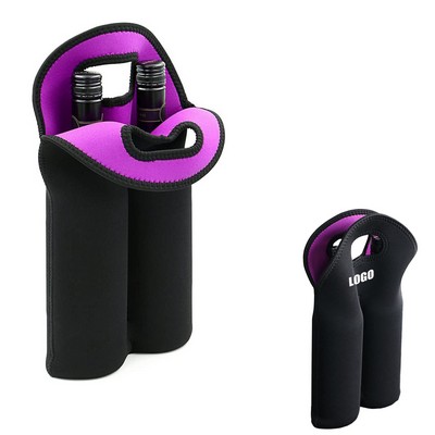 Neoprene Dual Color 2 Bottles Wine Bag